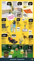 Gazetka promocyjna Netto - Angebote ab Montag - Gazetka - ważna od 04.06 do 04.06.2022 - strona 17 - produkty: Bank, Brei, campingstuhl, Garten, gartenbank, handschuhe, Holz, kissen, laterne, Palette, Palettenkissen, Pfau, rasen, rasenmäher, Ria, rwe, schirmständer, schuhe, sonnenschirm, stuhl, Ti