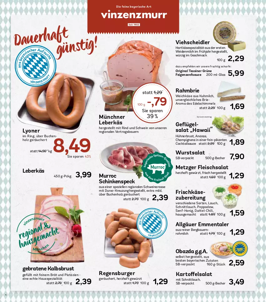 Aktueller Prospekt Aez - Prospekte - von 23.09 bis 28.09.2024 - strona 4 - produkty: ananas, auer, Bau, Bauer, Becher, braten, brie, buch, burger, champignon, champignons, chili, cocktail, cocktails, eis, elle, emmentaler, Feigen, fleisch, fleischsalat, frischkäse, frischkäsezubereitung, frucht, gewürz, gin, hartkäse, Holz, honig, hühner, Käse, leberkäs, LG, lyoner, mac, milch, obazda, pistazien, regensburger, rind, ring, salat, sauce, schinken, schinkenspeck, schnittlauch, schwein, schweine, senf, Speck, Spezi, Ti, weichkäse, wein, weine, wurst, Yo