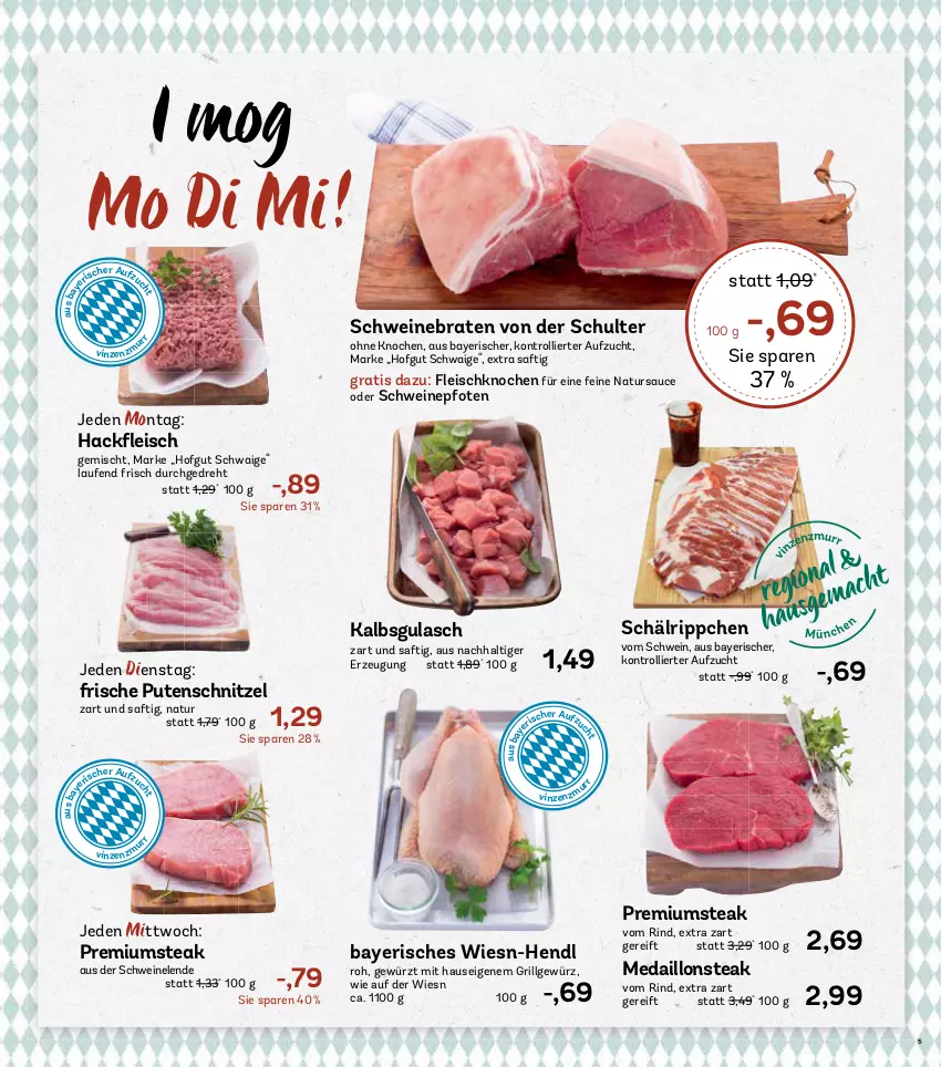 Aktueller Prospekt Aez - Prospekte - von 23.09 bis 28.09.2024 - strona 5 - produkty: braten, eis, fleisch, gewürz, grill, gulasch, Hendl, hofgut, Laufen, LG, medaillons, natur, pute, putenschnitzel, rind, saft, sauce, schnitzel, schwein, schweine, schweinebraten, steak, Ti, trolli, wein, weine