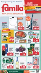 Gazetka promocyjna Famila - Prospekte - Gazetka - ważna od 19.08 do 19.08.2023 - strona 1 - produkty: akku, almighur, almighurt, angebot, angebote, aust, Becher, beutel, edelstahl, ehrmann, ehrmann almighurt, eis, elle, ente, flasche, funny-frisch, getränk, getränke, getränkesirup, gewürz, handstaubsauger, jacobs, jacobs tassimo, jules mumm, lebensmittel, motorenöl, mumm, natur, pils, pilsener, reis, rum, schinken, Schinkensteak, schwein, sim, sirup, Spezi, staubsauger, steak, steaks, tassimo, teller, Ti, Trockner, trommel, wein, ZTE