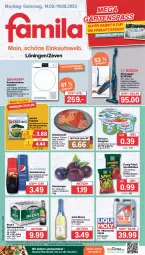 Gazetka promocyjna Famila - Prospekte - Gazetka - ważna od 19.08 do 19.08.2023 - strona 30 - produkty: akku, almighur, almighurt, angebot, angebote, aust, Becher, beutel, edelstahl, ehrmann, ehrmann almighurt, eis, elle, ente, flasche, funny-frisch, getränk, getränke, getränkesirup, gewürz, handstaubsauger, jacobs, jacobs tassimo, jules mumm, lebensmittel, motorenöl, mumm, natur, pils, pilsener, reis, rum, schinken, Schinkensteak, schwein, sim, sirup, Spezi, staubsauger, steak, steaks, tassimo, teller, Ti, Trockner, trommel, wein, ZTE