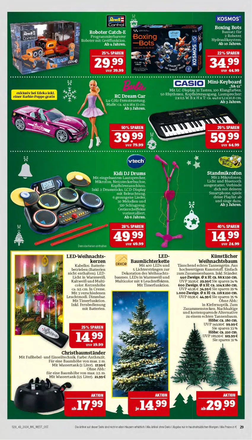 Aktueller Prospekt Marktkauf - Prospekt - von 01.12 bis 07.12.2024 - strona 29 - produkty: Barbie, batterie, batterien, Bau, buch, creme, deka, dekoration, eis, fernbedienung, kerze, Kette, kopfhörer, lautsprecher, leds, Leuchte, lichterkette, Puppe, reis, rum, smartphone, Spiele, Tannenbaum, Ti, timer, uhr, wasser, wassertank, Weihnachtsbaum