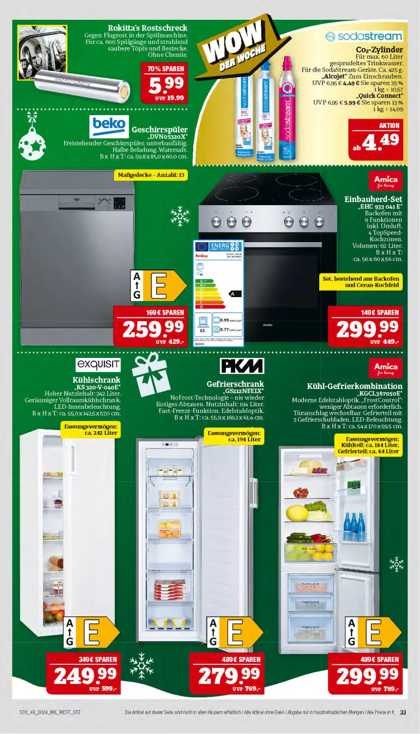 Aktueller Prospekt Marktkauf - Prospekt - von 01.12 bis 07.12.2024 - strona 33 - produkty: backofen, backofen und, Bau, beko, beleuchtung, besteck, bestecke, decke, edelstahl, einbauherd, einbauherd-set, eis, gefrierkombination, gefrierschrank, geschirr, geschirrspüler, kochfeld, kühl-gefrierkombination, kühlschrank, led-beleuchtung, Mode, Ofen, reis, rostschreck, Schrank, schrauben, schubladen, Soda, sodastream, spee, Sprudel, tee, Ti, türanschlag wechselbar, wasser