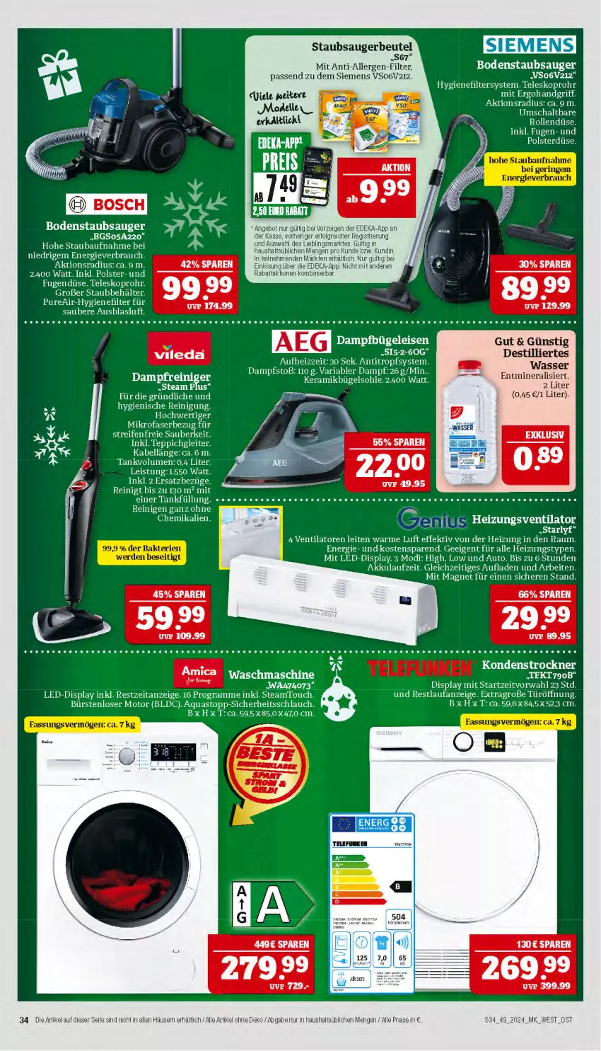 Aktueller Prospekt Marktkauf - Prospekt - von 01.12 bis 07.12.2024 - strona 34 - produkty: akku, angebot, aqua, aquastop, auto, Bau, Behälter, beutel, bodenstaubsauger, bügel, bürste, bürsten, deka, dell, eis, elle, hygienefilter, LG, miele, mikrofaser, Mode, reifen, reis, Ria, Schal, schlauch, siemens, staubsauger, staubsaugerbeutel, Teleskop, teppich, Ti, Trockner, usb, ventilator, waschmaschine, wasser