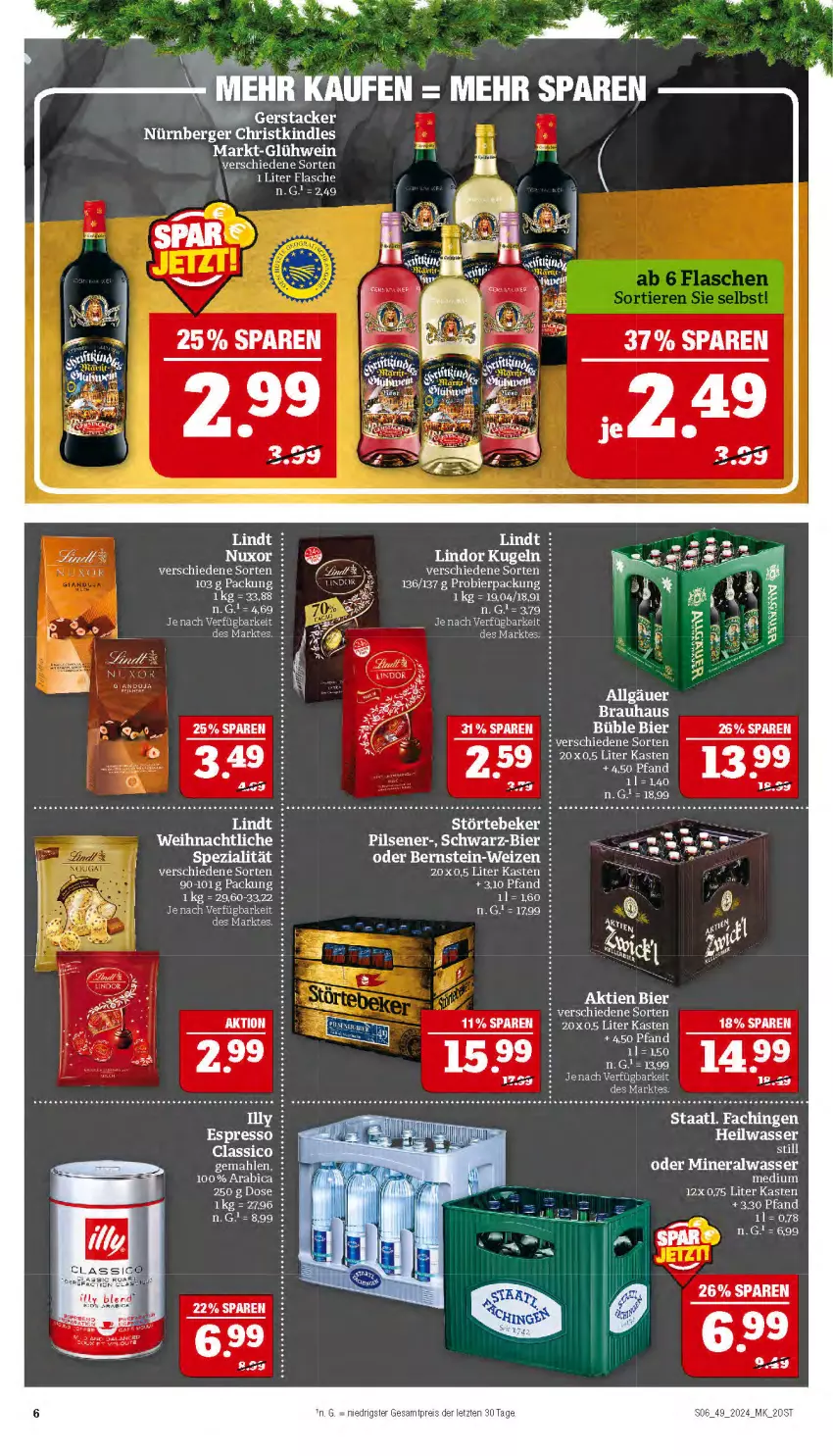 Aktueller Prospekt Marktkauf - Prospekt - von 01.12 bis 07.12.2024 - strona 6 - produkty: Alwa, Bau, Berger, bier, eis, espresso, Kindle, Kugel, lindor, mineralwasser, nürnberger, pils, pilsener, reis, spee, Spezi, Staatl. Fachingen, störtebeker, Ti, wasser, ZTE