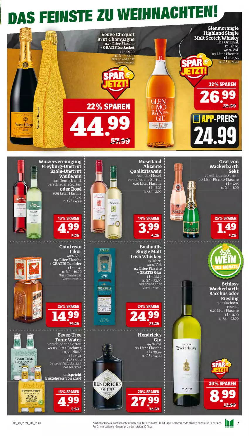 Aktueller Prospekt Marktkauf - Prospekt - von 01.12 bis 07.12.2024 - strona 7 - produkty: ACC, aeg, brut, champagne, fever-tree, flasche, gin, likör, moselland, qualitätswein, Reinigung, sac, scotch, sekt, single malt, tee, Ti, weihnachten, wein, Weißwein