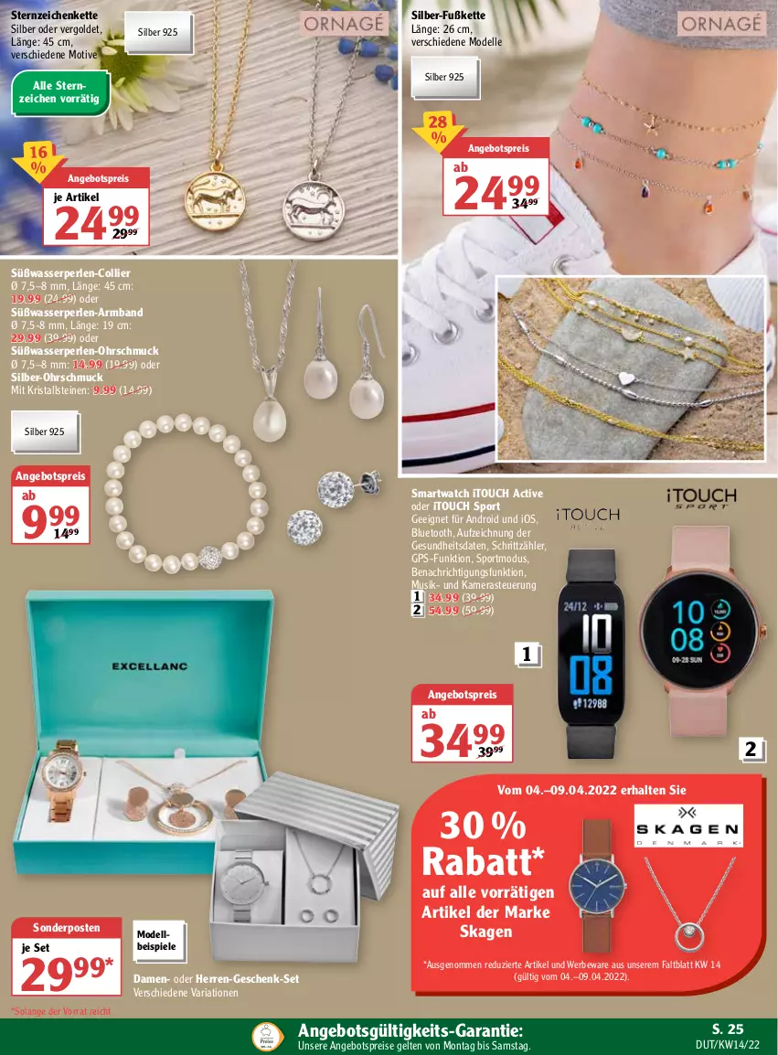 Aktueller Prospekt Globus - Prospekte - von 04.04 bis 09.04.2022 - strona 27 - produkty: angebot, angebotspreis, Armband, dell, eis, elle, Gesundheit, GPS, kamera, Kameras, Kette, Mode, perlen, reis, Ria, Schmuck, smartwatch, sonderposten, Spiele, Sport, Ti, wasser