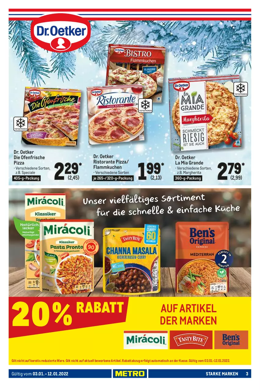 Aktueller Prospekt Metro - Starke Marken - von 03.01 bis 12.01.2022 - strona 3 - produkty: auto, die ofenfrische, Dr. Oetker, flammkuchen, kuchen, lamm, LG, margherita, Ofen, pizza, ristorante, ristorante pizza, Ti, tisch