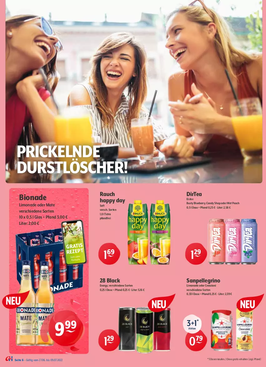 Aktueller Prospekt Getraenke Hoffmann - Prospekte - von 27.06 bis 09.07.2022 - strona 6 - produkty: almdudler, apfel, Bad, Beckers Bester, Berger, bio, bionade, blueberry, coca-cola, cola, deit, durstlöscher, eis, eistee, elle, fever-tree, flasche, gerolsteine, gerolsteiner, Happy Day, ice tea, lack, limo, limonade, monin, natur, pfanne, Pfanner, Rauch, reis, rezept, saft, sanpellegrino, schorle, sirup, steiner, tee, thomas henry, Ti, vita, Vitamine, zucker