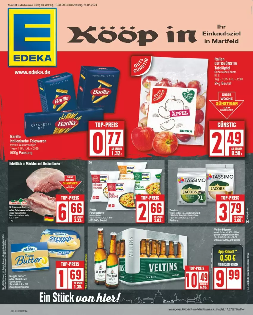 Aktueller Prospekt Edeka - Prospekte - von 19.08 bis 24.08.2024 - strona 1 - produkty: jacobs, sim, tassimo, Ti