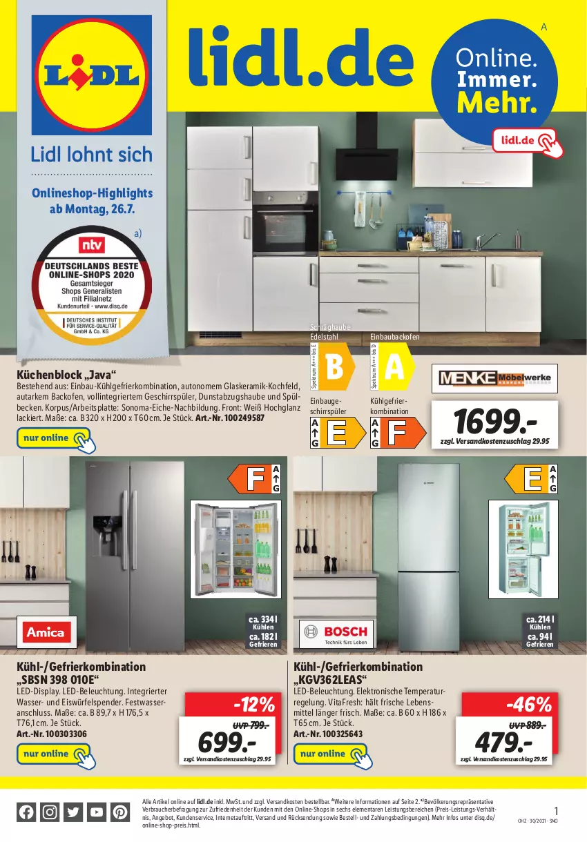 Aktueller Prospekt Lidl - Onlineshop-Highlights der Woche - von 26.07 bis 01.08.2021 - strona 1