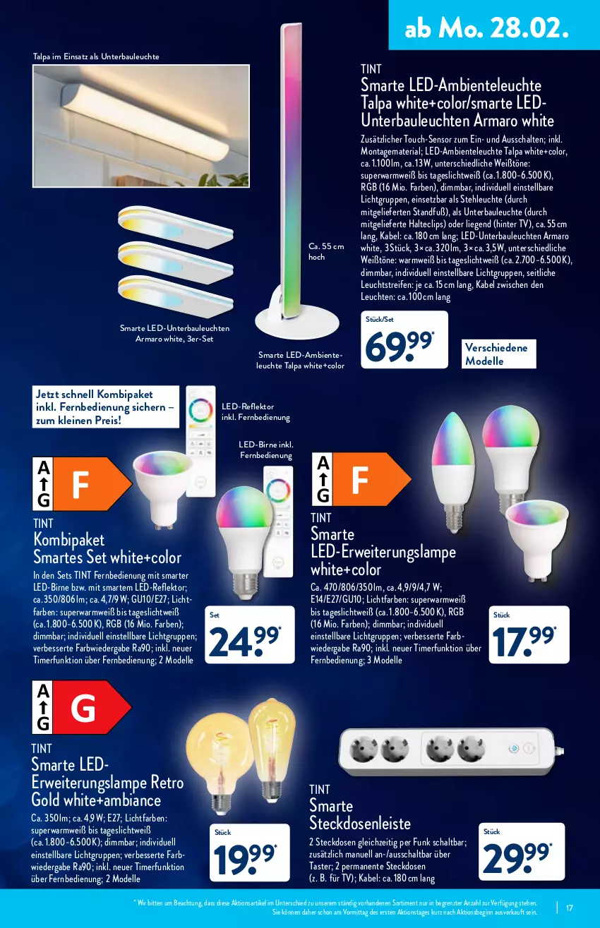 Aktueller Prospekt Aldi Nord - Aldi-Vorschau - von 28.02 bis 05.03.2022 - strona 17 - produkty: ambia, Bau, dell, eis, elle, ente, fernbedienung, gin, Lampe, leine, Leuchte, leuchten, Liege, Mode, reifen, reis, Ria, rwe, Schal, steckdose, Steckdosenleiste, stehleuchte, Ti, timer, ZTE