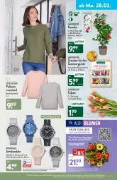 Gazetka promocyjna Aldi Nord - Aldi-Vorschau - Gazetka - ważna od 05.03 do 05.03.2022 - strona 19 - produkty: aldi, Armband, Armbanduhr, Bau, baumwolle, blume, blumen, Blüte, Brei, ente, Garten, gin, kulturtopf, pflanze, Pullover, reine baumwolle, Ria, rwe, stauden, Ti, topf, uhr, up2fashion, wasser, wolle, ZTE