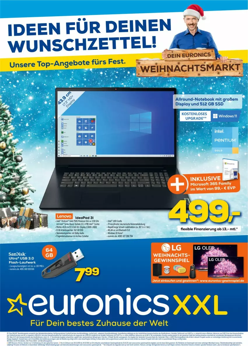 Aktueller Prospekt Euronics - Prospekte - von 08.12 bis 15.12.2021 - strona 1 - produkty: gewinnspiel, notebook, ssd