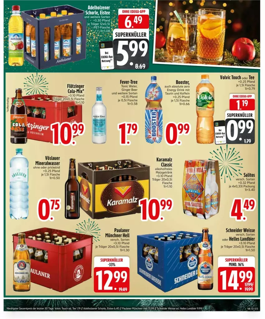 Aktueller Prospekt Edeka - Prospekte - von 30.12.2025 bis 04.01.2026 - strona 15 - produkty: alkohol, Alwa, auer, bier, drink, eis, elle, energy drink, fever-tree, flasche, getränk, gin, ginger, karamalz, malz, mineralwasser, Paula, paulaner, rama, tee, tonic, tonic water, volvic, vöslauer, wasser, ZTE