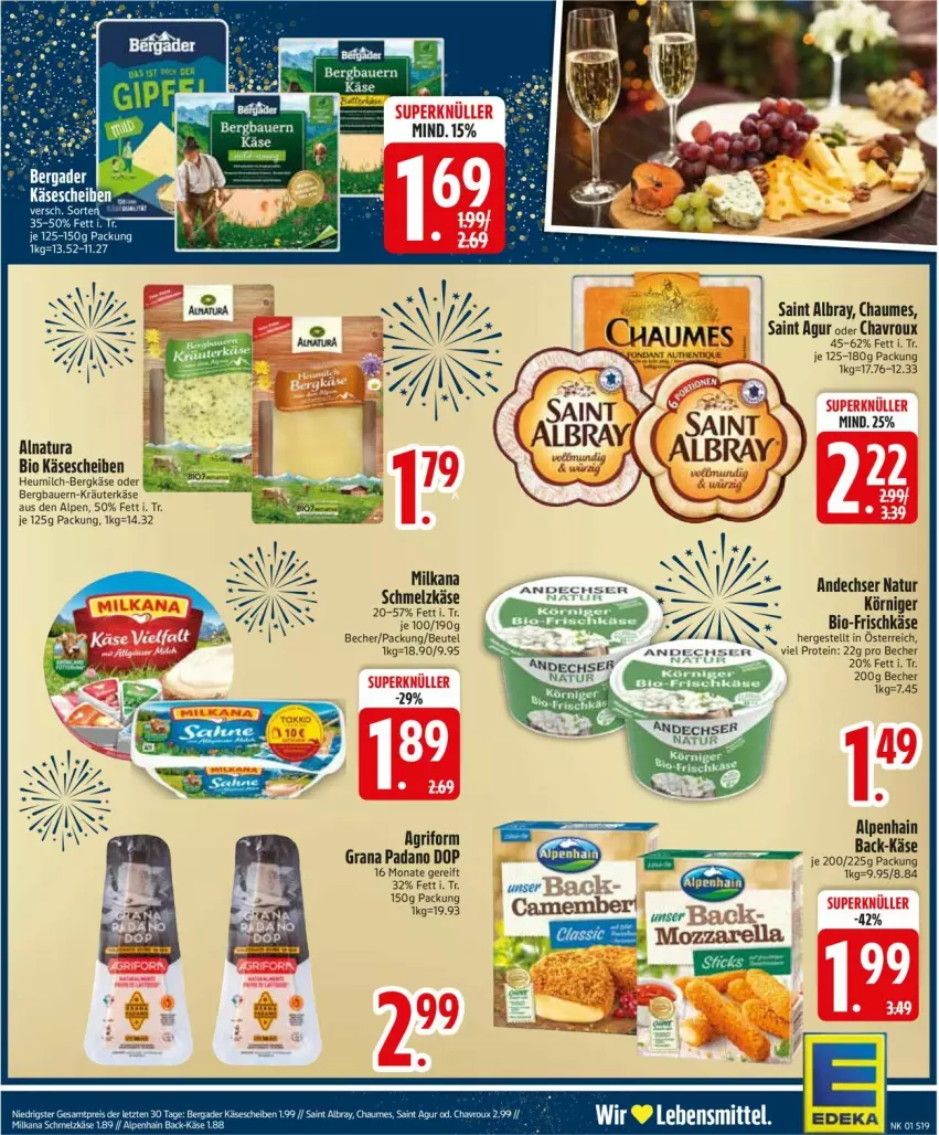 Aktueller Prospekt Edeka - Prospekte - von 30.12.2025 bis 04.01.2026 - strona 21 - produkty: albray, Alpenhain, auer, auto, Bau, Bauer, Becher, Bergkäse, beutel, bio, chaumes, chavroux, deka, grana, grana padano, Heu, heumilch, Käse, käsescheiben, kräuter, milch, natur, natura, padano, Rana, Saint Agur, saint albray