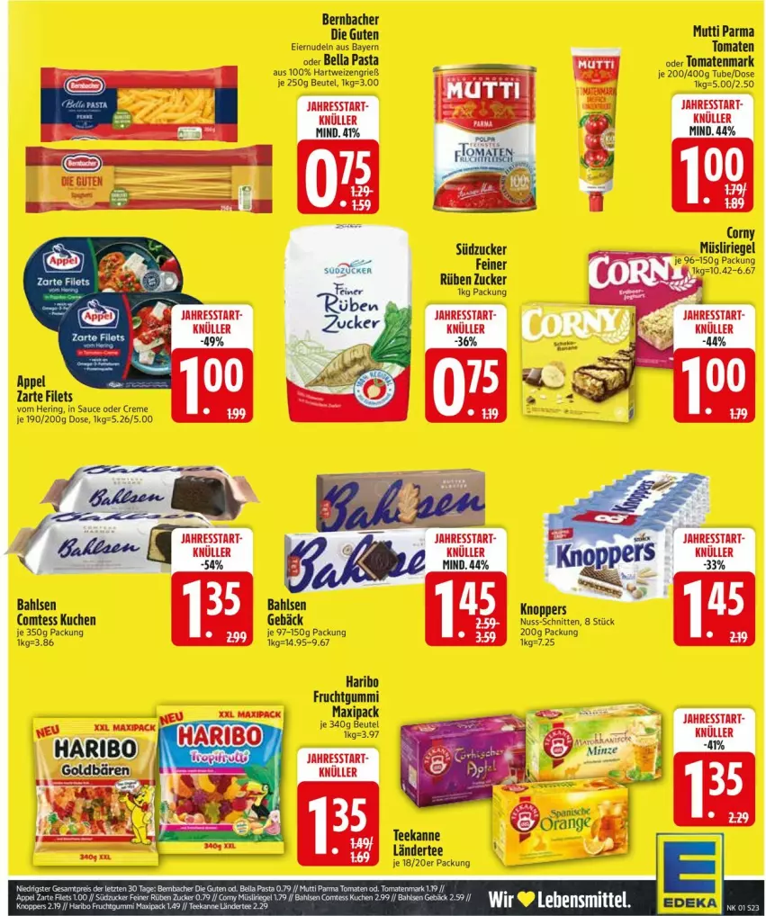 Aktueller Prospekt Edeka - Prospekte - von 30.12.2025 bis 04.01.2026 - strona 25 - produkty: bahlsen, bernbacher, beutel, comtess, comtess kuchen, creme, eier, eiernudeln, filet, filets, frucht, fruchtgummi, haribo, hartweizen, hering, knoppers, kuchen, Ländertee, nudel, nudeln, nuss, orange, pasta, ring, sauce, schnitten, südzucker, tee, teekanne, tomate, tomaten, tomatenmark, zucker