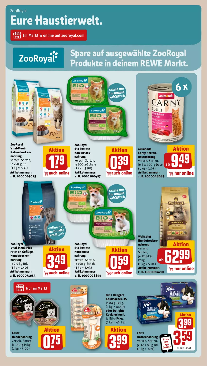 Aktueller Prospekt Rewe - Prospekte - von 12.02 bis 17.02.2024 - strona 17 - produkty: aust, bio, coupon, eis, felix, Geflügel, hundenahrung, Hundetrockennahrung, katzennahrung, Nassnahrung, pastete, reis, rwe, Schal, Schale, Stier, Ti, Trockennahrung, vita