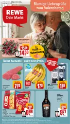 Gazetka promocyjna Rewe - Prospekte - Gazetka - ważna od 17.02 do 17.02.2024 - strona 1 - produkty: aktionspreis, baileys, banane, bananen, bio, blume, blumen, chips, coupon, cracker, crunchips, drink, eis, filet, gin, hafer, Haferdrink, irish cream, liqueur, lorenz, lorenz crunchips, paprika, reis, schwein, schweine, schweine-filet, telefon, Ti, uhr, wein, weine