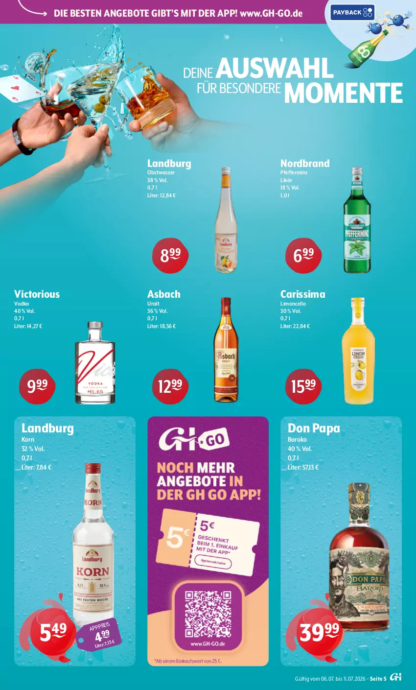 Aktueller Prospekt Getraenke Hoffmann - Prospekte - von 06.07 bis 11.07.2026 - strona 5 - produkty: angebot, angebote, eis, ente, korn, likör, limo, nordbrand, obst, pfeffer, sim, Ti, vodka, wasser