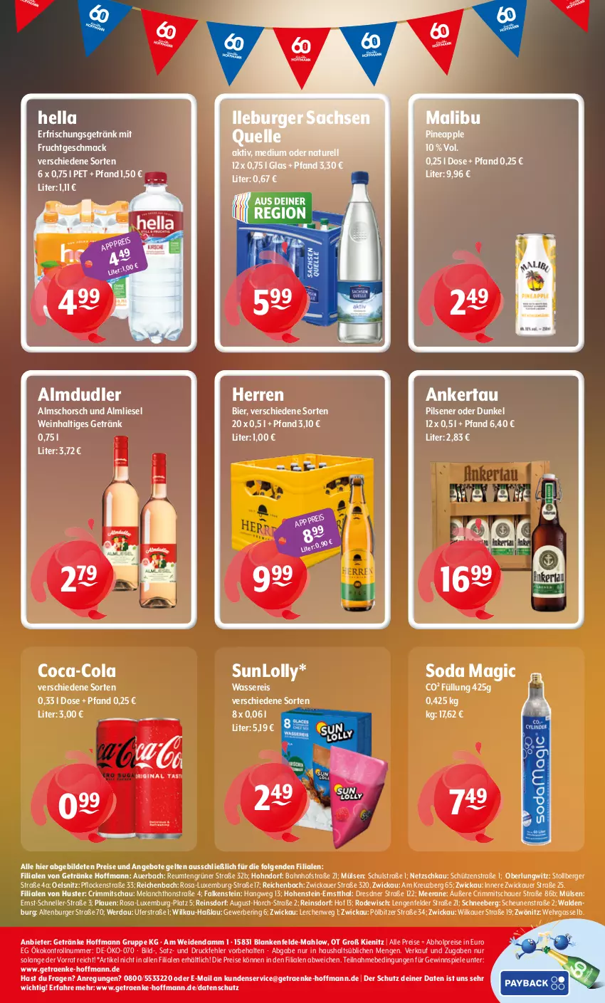 Aktueller Prospekt Getraenke Hoffmann - Prospekte - von 06.07 bis 11.07.2026 - strona 8 - produkty: abholpreise, almdudler, altenburger, angebot, angebote, Apple, auer, Berger, bier, burger, coca-cola, cola, eis, Elan, elle, erfrischungsgetränk, frucht, getränk, getränke, gewinnspiel, hella, Heu, hohenstein, LG, mac, Malibu, mit frucht, natur, pils, pilsener, reis, rel, ring, sac, Schütze, Soda, Spiele, Ti, wasser, wassereis, wein, WICK