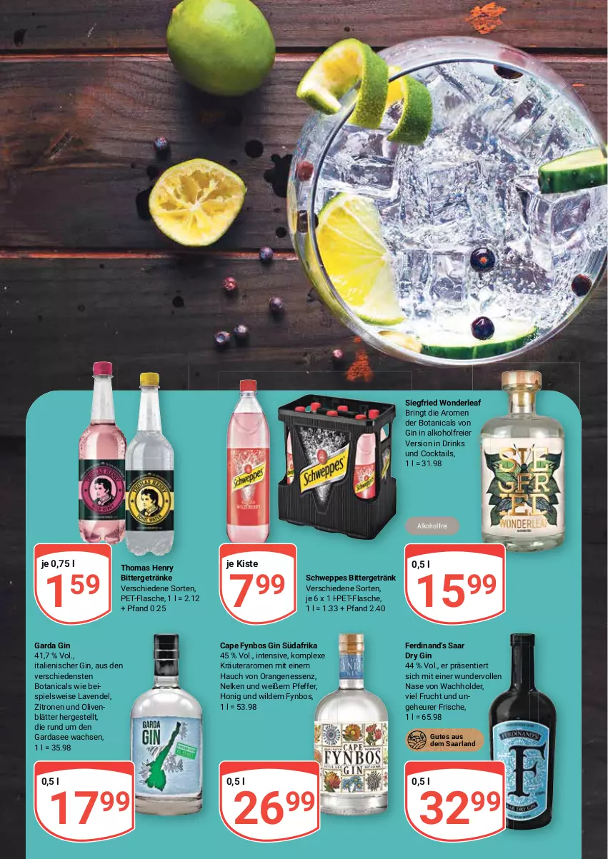 Aktueller Prospekt Globus - Prospekte - von 21.11 bis 26.11.2022 - strona 3 - produkty: alkohol, arla, Cap, cocktail, cocktails, drink, drinks, dry gin, eier, eis, flasche, frucht, getränk, getränke, gin, Heu, honig, kräuter, lavendel, olive, oliven, orange, orangen, pet-flasche, pfeffer, ring, schweppes, thomas henry, Ti, Wild, zitrone, zitronen