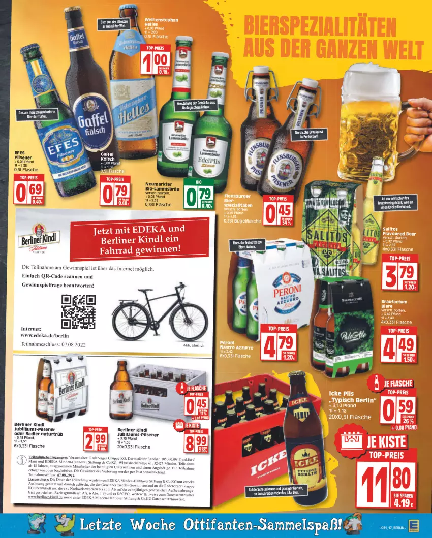 Aktueller Prospekt Edeka - Angebote der Woche - von 25.07 bis 30.07.2022 - strona 17 - produkty: Berger, berliner, berliner kindl, bier, bio, deka, eis, erde, flasche, gewinnspiel, Jubiläums, lamm, LG, natur, oder radler, pils, pilsener, radeberger, radler, rum, Ti, weck