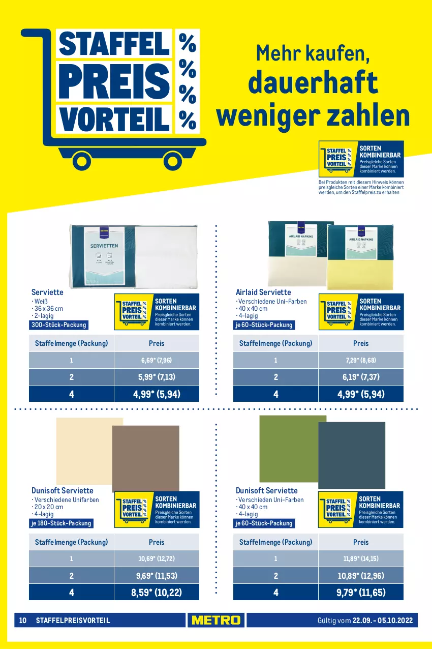 Aktueller Prospekt Metro - Gastronomie Spezial - von 22.09 bis 05.10.2022 - strona 10 - produkty: auer, duni, eis, ente, kerze, preisvorteil, reis, Serviette, tee, Teelicht, teelichte, Ti