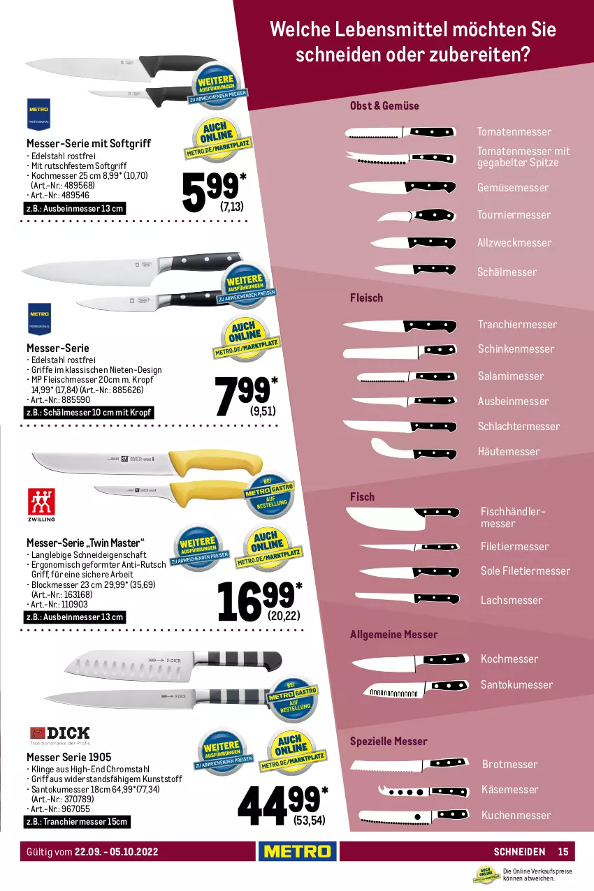 Aktueller Prospekt Metro - Gastronomie Spezial - von 22.09 bis 05.10.2022 - strona 15 - produkty: Bona, brot, edelstahl, eis, elle, ente, filet, fisch, fleisch, gabel, Gläser, Käse, kuchen, lachs, lebensmittel, LG, mac, Meister, messer, obst, reis, Ria, rwe, salami, schinken, Soda, Spezi, spülmaschinen, Ti, tisch, tomate, tomaten, top-hit, usb, weck, wein