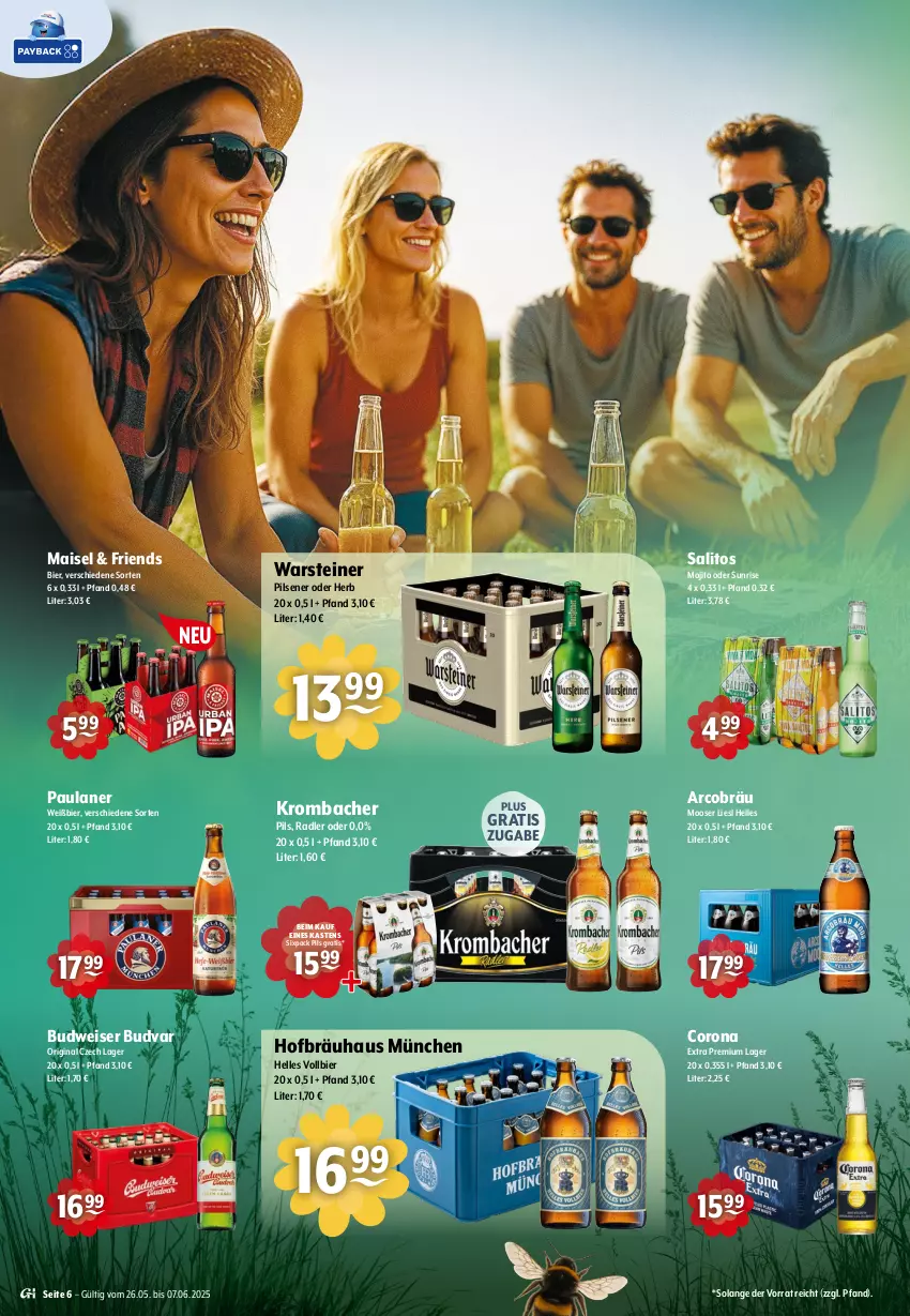 Aktueller Prospekt Getraenke Hoffmann - Prospekte - von 26.05 bis 07.06.2025 - strona 6 - produkty: bier, budweiser, corona, corona extra, eis, elle, gin, krombache, krombacher, krombacher pils, mais, mojito, Paula, paulaner, pils, pilsener, radler, steiner, Ti, warsteiner
