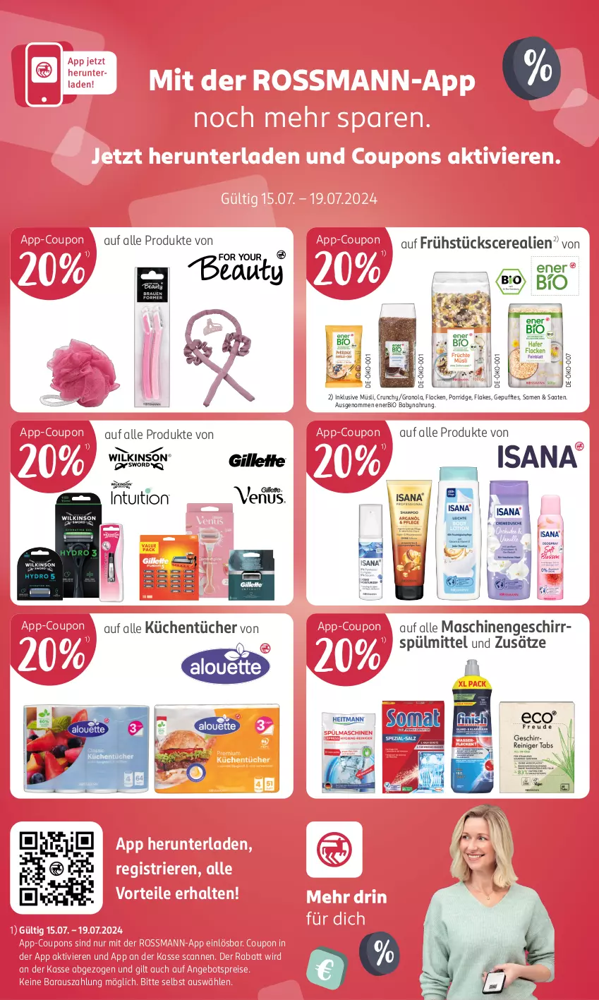 Aktueller Prospekt Rossmann - Prospekte - von 15.07 bis 19.07.2024 - strona 17 - produkty: angebot, angebotspreis, Babynahrung, bio, cerealien, coupon, coupons, eis, flakes, geschirr, geschirrspülmittel, küche, Küchen, küchentücher, müsli, porridge, reis, spülmittel, Ti, tücher