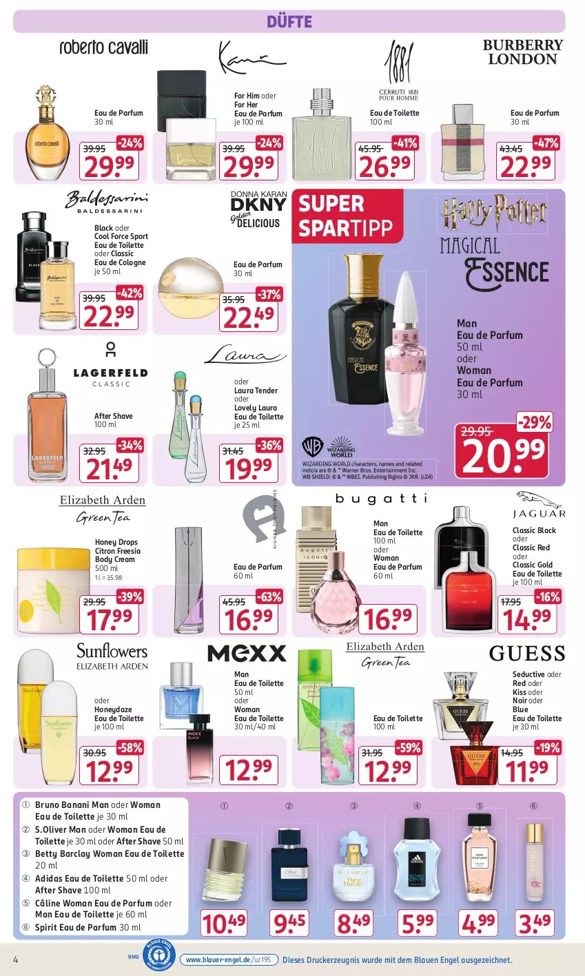 Aktueller Prospekt Rossmann - Prospekte - von 15.07 bis 19.07.2024 - strona 4 - produkty: Adidas, after shave, auer, bett, body, bruno banani, drucker, Eau de parfum, eau de parfum 30 ml, eau de parfum 50 ml, eau de toilette, eau de toilette 100 ml, eau de toilette 30 ml, eau de toilette 50 ml, Engel, kerze, lack, olive, parfum, s.oliver, spartipp, Sport, tender, Ti