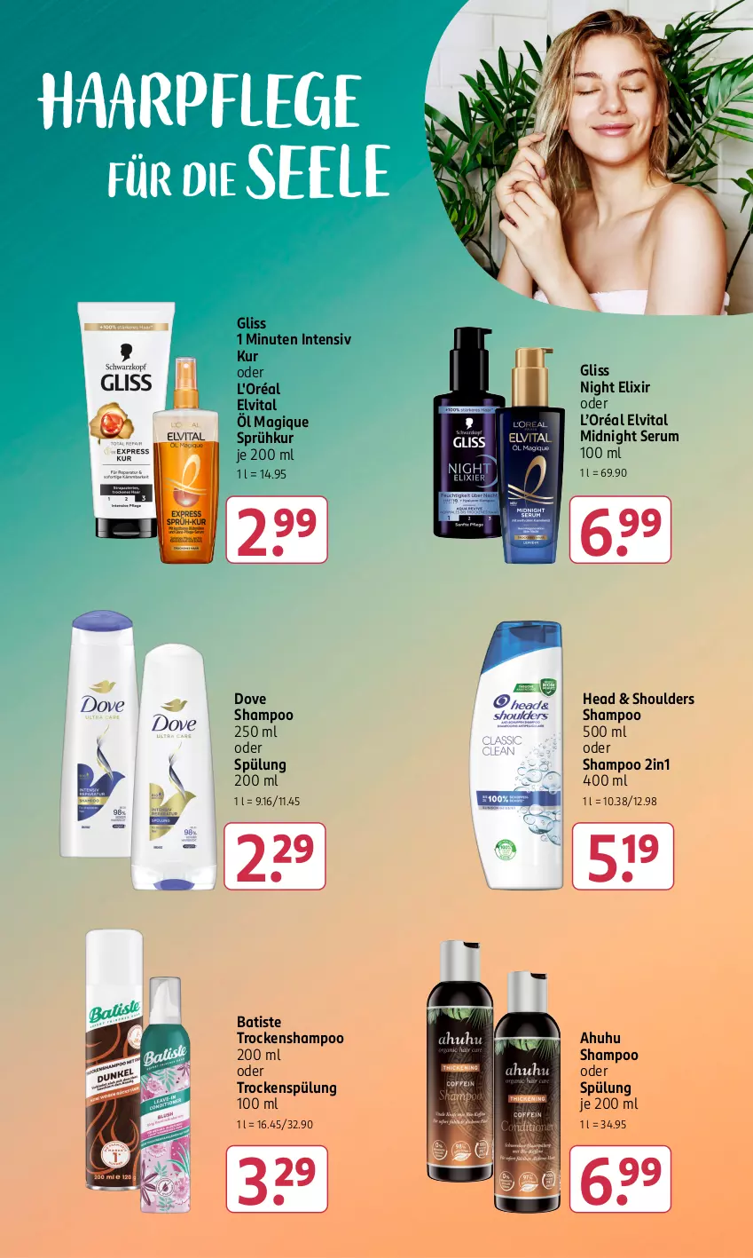 Aktueller Prospekt Rossmann - Prospekte - von 15.07 bis 19.07.2024 - strona 8 - produkty: dove, elvital, gliss, haarpflege, rum, Serum, shampoo, shampoo 250 ml, shampoo oder spülung, spülung, spülung 200 ml, Ti, Trockenshampoo, uhu, vita