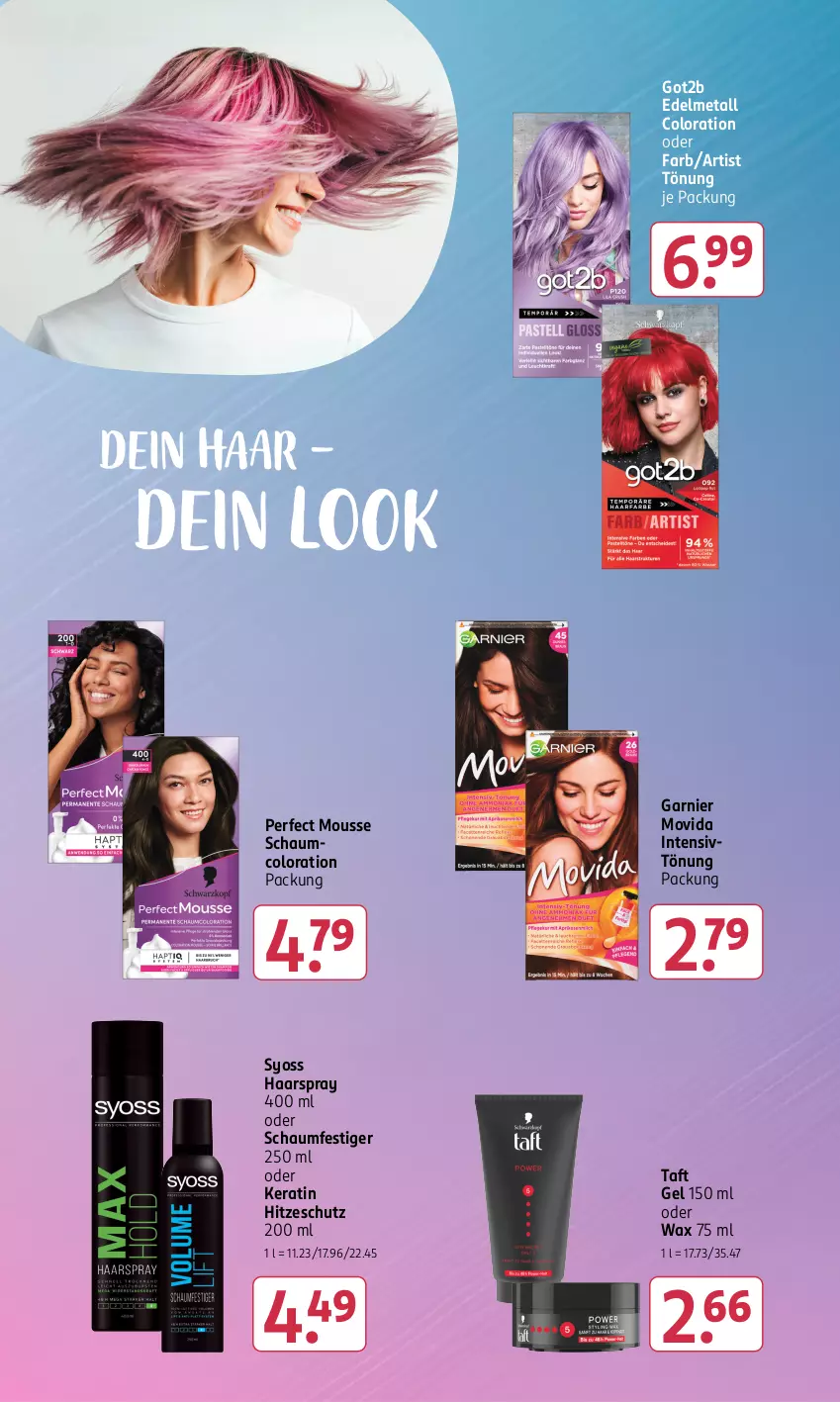 Aktueller Prospekt Rossmann - Prospekte - von 15.07 bis 19.07.2024 - strona 9 - produkty: garnier, got2b, haarspray, Intensivtönung, mousse, oder schaumfestiger, schaumfestiger, syoss, Taft, Ti, Yo