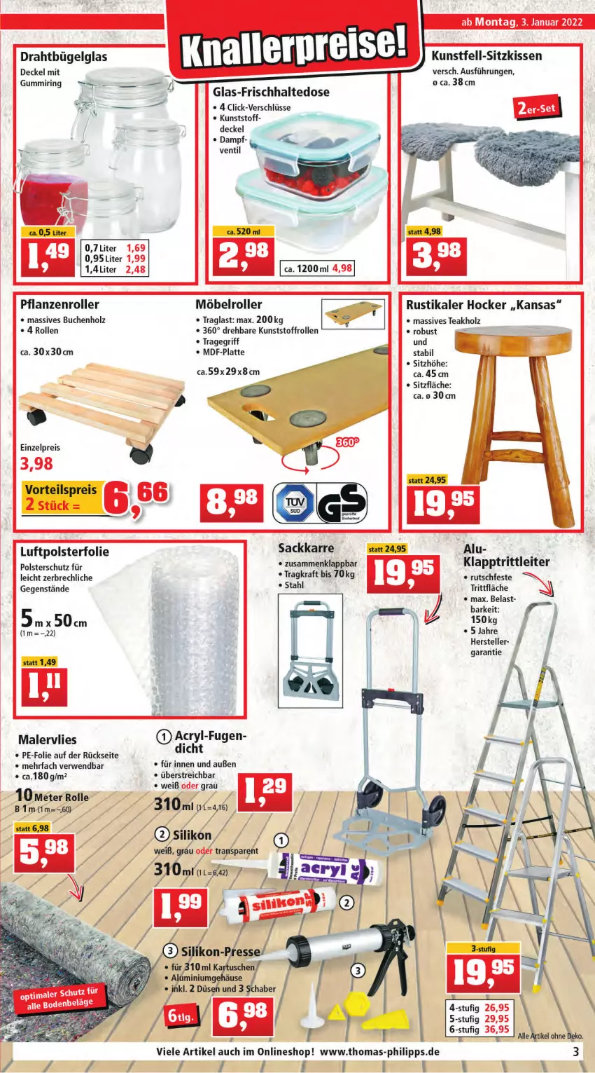 Aktueller Prospekt Thomas Philipps - Prospektwerbung - von 03.01 bis 08.01.2022 - strona 3 - produkty: brie, buch, bügel, decke, Deckel, Draht, eis, elle, hocker, Holz, kissen, klapptritt, kraft, latte, LG, möbel, pflanze, pflanzen, reis, rind, ring, Roller, rwe, sac, Sitzhöhe, sitzkissen, teller, Ti, tragegriff