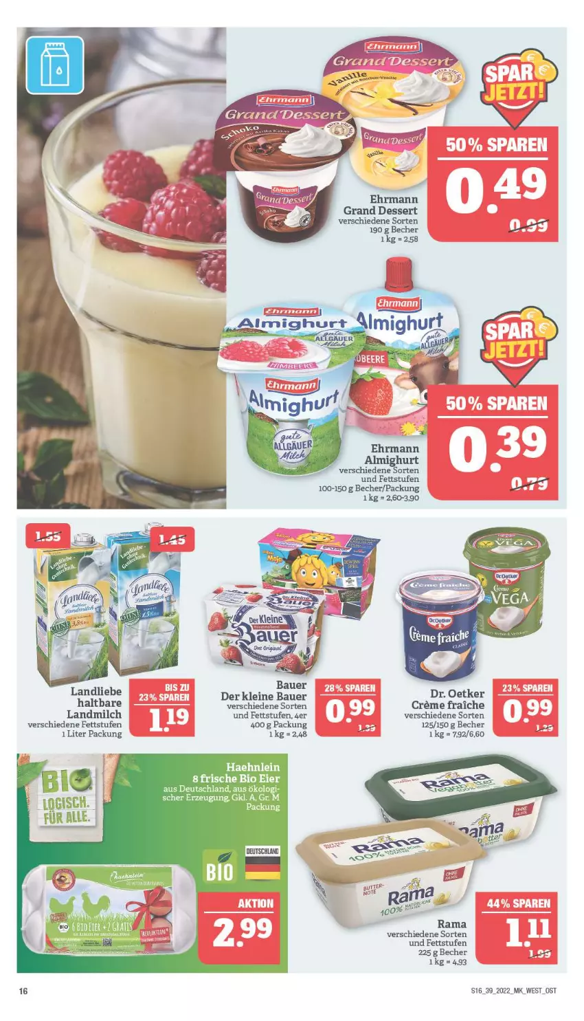 Aktueller Prospekt Marktkauf - Prospekt - von 25.09 bis 01.10.2022 - strona 16 - produkty: auer, Bau, Bauer, Becher, Dr. Oetker, landliebe, landmilch, leine, milch