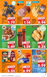 Gazetka promocyjna Kaufland - Prospekt - Gazetka - ważna od 11.10 do 11.10.2023 - strona 45 - produkty: angebot, angebote, auer, brötchen, burlander, eis, ferdi fuchs, grana, grana padano, gulasch, hartkäse, hinterschinken, kabanos, Käse, milch, milram, nuss, padano, pfanne, pfannen, purland, Rana, reggiano, reis, riserva, Sauermilchkäse, schinken, schnittkäse, schwein, snack, Ti, wein, weizenbrötchen, würstchen