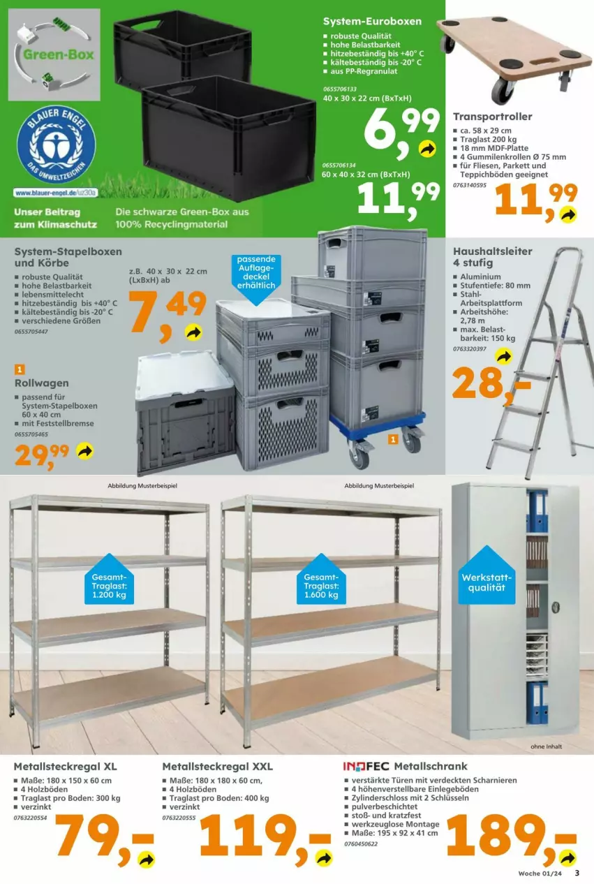 Aktueller Prospekt Media Markt - Prospekte - von 04.01 bis 14.01.2024 - strona 3 - produkty: Clin, decke, Deckel, Eckregal, eis, erde, Holz, latte, lebensmittel, recyclingmaterial, regal, Ria, Roller, Schrank, Sport, steckregal, System-Stapelboxen und Körbe, teppich, Ti, werkzeug