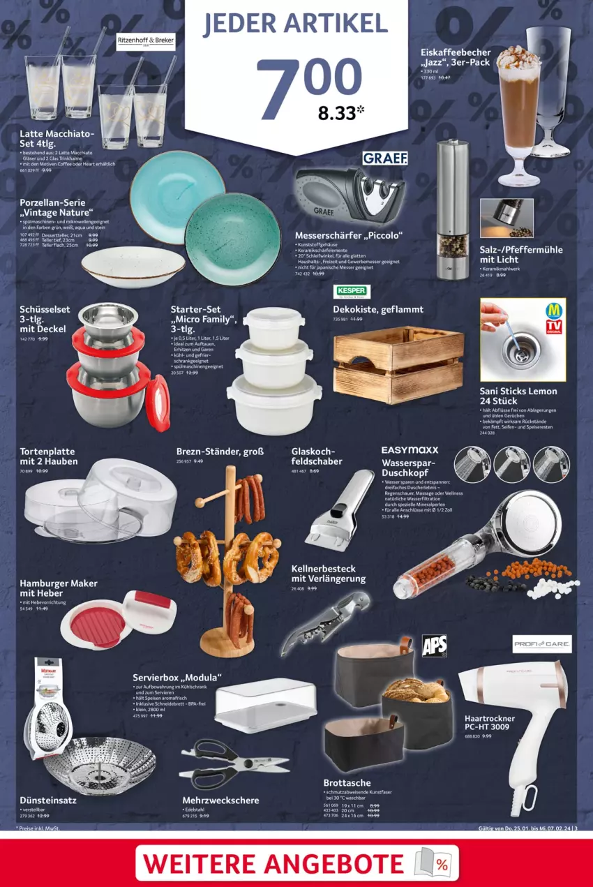 Aktueller Prospekt Selgros - von 25.01 bis 07.02.2024 - strona 3 - produkty: ACC, angebot, angebote, aqua, auer, Becher, besteck, brot, burger, chia, decke, Deckel, dessert, Dessertteller, dusche, eis, eiskaffee, elle, Gläser, haartrockner, hamburger, kaffee, kaffeebecher, kühlschrank, lamm, latte, latte macchiato, LG, mac, macchiato, messer, mikrowelle, natur, perlen, pfeffer, Pfeffermühle, salz, Schere, schneidebrett, Schrank, schüssel, Spezi, spülmaschinen, Tasche, tee, teller, Ti, torte, Trinkhalme, Trockner, wasser, weck