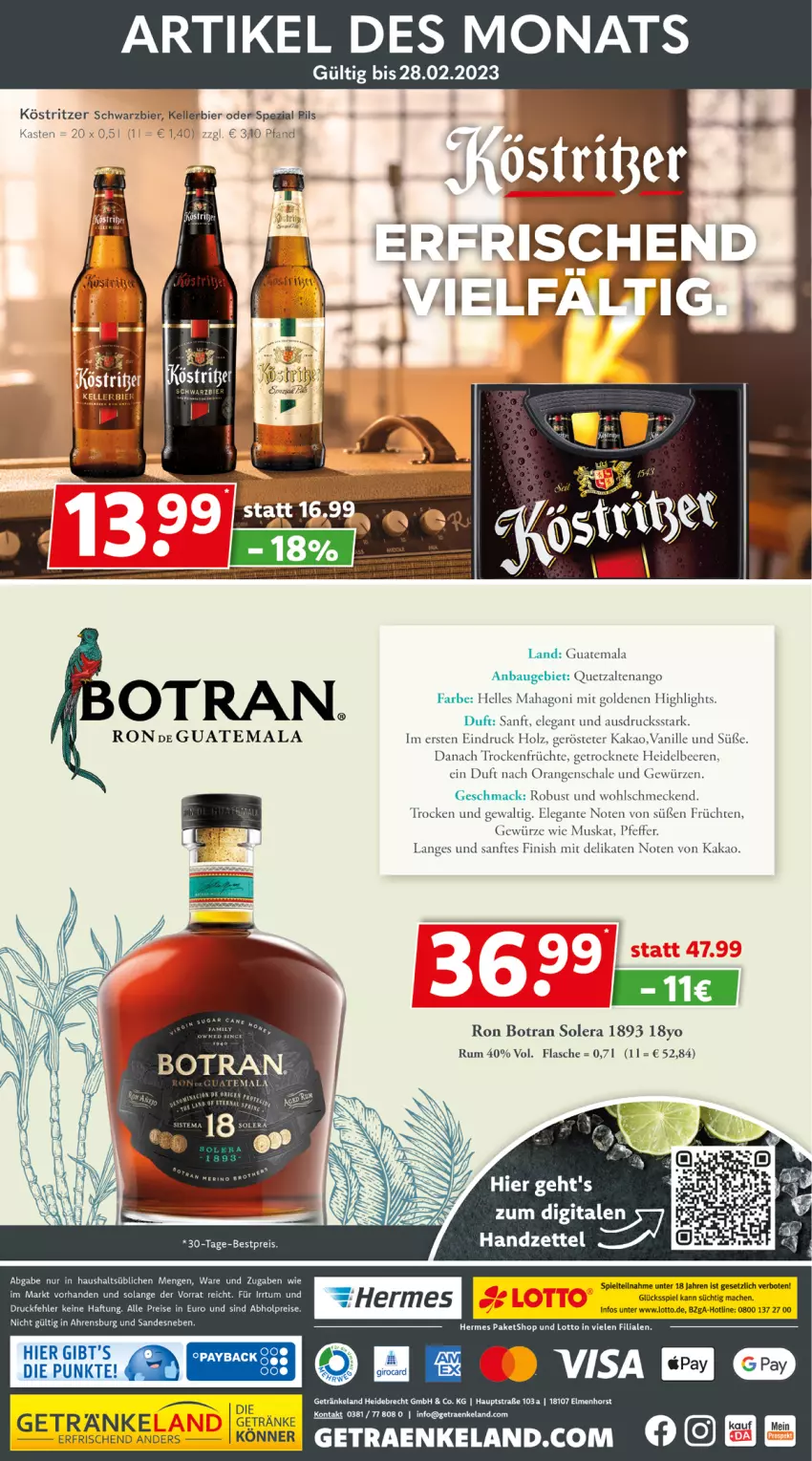 Aktueller Prospekt Getraenkeland - von 06.02 bis 18.02.2023 - strona 6 - produkty: abholpreise, Bau, beere, beeren, bier, eis, Elan, elle, Finish, flasche, früchte, früchten, getränk, getränke, gewürz, heidelbeere, heidelbeeren, Holz, kakao, kellerbier, köstritzer, mac, orange, orangen, pfeffer, reis, rum, Schal, Schale, Spezi, tee, Ti, Trockenfrüchte, vanille, Yo