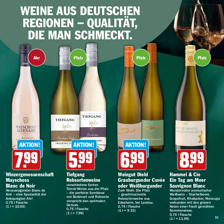 Aktueller Prospekt Hit - Feinkostbroschüre - von 25.11 bis 31.12.2024 - strona 31 - produkty: Bau, beere, bio, burgunder, cuvée, flasche, grapefruit, grauburgunder, mac, maracuja, nuss, rebsortenweine, rhabarber, sauvignon, sauvignon blanc, Spezi, Ti, tisch, wein, weine, Weißburgunder, Weißwein