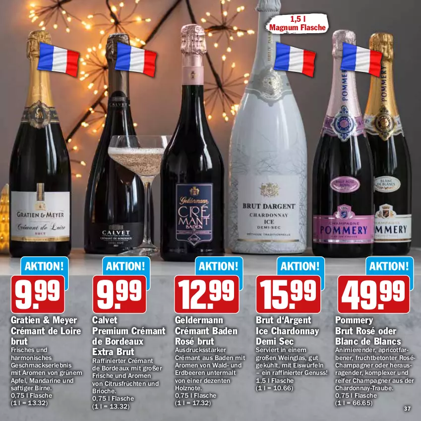 Aktueller Prospekt Hit - Feinkostbroschüre - von 25.11 bis 31.12.2024 - strona 37 - produkty: apfel, Bad, beere, beeren, brut, champagne, champagner, chardonnay, citrus, crémant de loire, de blancs, eis, eiswürfel, ente, erdbeere, erdbeeren, flasche, frucht, früchte, früchten, geldermann, Holz, mac, magnum, mandarine, nuss, saft, Ti, wein, würfel