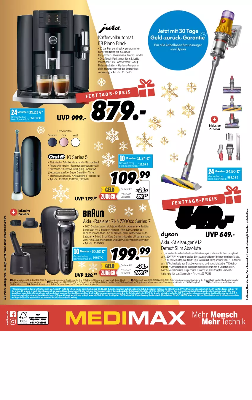 Aktueller Prospekt Medimax - MEDIMAX Prospekt KW50 2022 - von 09.12 bis 15.12.2022 - strona 10 - produkty: abholpreise, ACC, adapter, akku, auto, Behälter, bohne, bohnen, braun, Brühe, bürste, bürsten, chia, dekoration, dusche, Dyson, eimer, eis, elektrische zahnbürste, Elektro, elle, ente, erde, kaffee, kaffeevollautomat, kraft, lack, latte, latte macchiato, LG, mac, macchiato, mastercard, Maus, oral-b, oralb, rasierer, Reinigung, reis, Ria, rind, rinder, rwe, Schal, staubsauger, Stielsauger, Tasche, Ti, timer, wandhalterung, wasser, wassertank, WICK, zahnbürste