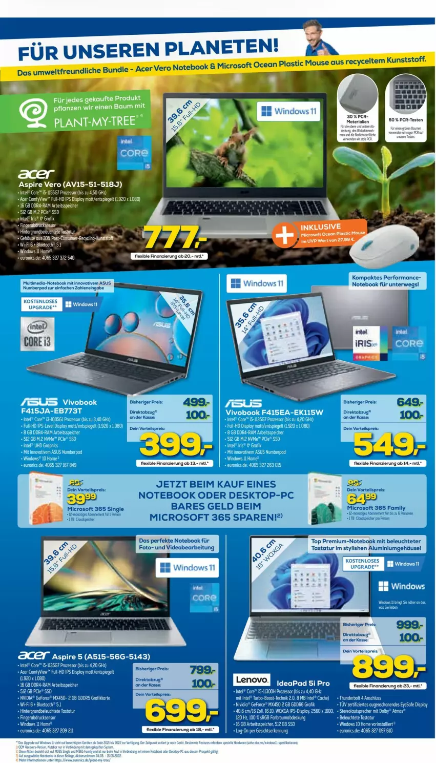 Aktueller Prospekt Euronics - Prospekte - von 04.05 bis 11.05.2022 - strona 3 - produkty: asus, Bau, deo, ente, Leuchte, notebook, rwe, Tastatur, Ti