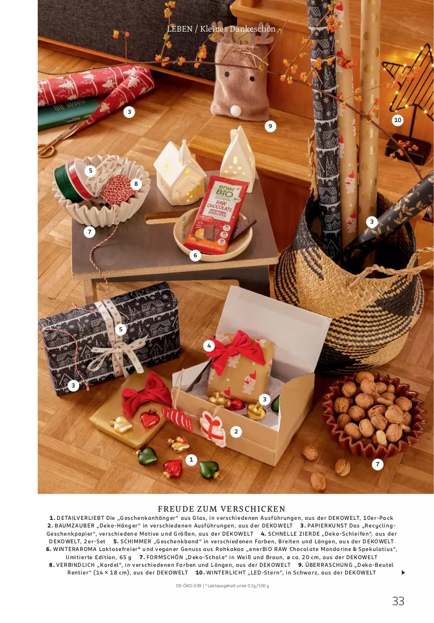 Aktueller Prospekt Rossmann - Prospekte - von 01.12 bis 31.12.2025 - strona 33 - produkty: Anhänger, Bau, beutel, bio, braun, Brei, Clin, cola, eier, elle, erde, Geschenkpapier, kakao, leine, mandarine, nuss, papier, Schal, Schale, Ti