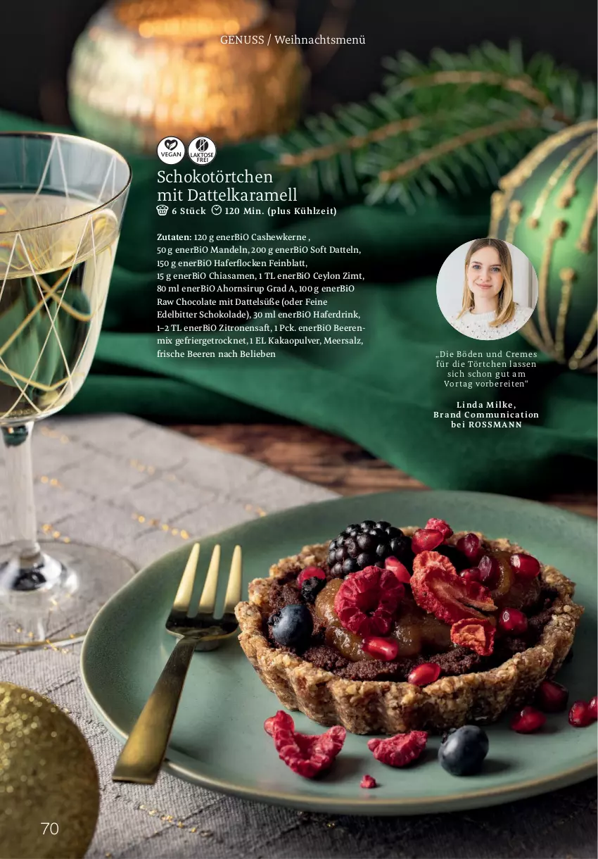 Aktueller Prospekt Rossmann - Prospekte - von 01.12 bis 31.12.2025 - strona 70 - produkty: beere, beeren, bio, Cashew, cashewkerne, chia, cola, creme, Datteln, drink, hafer, Haferdrink, haferflocken, kakao, karamell, mandel, mandeln, meersalz, nuss, saft, salz, schoko, schokolade, sirup, Törtchen, zitrone, zitronen, zitronensaft