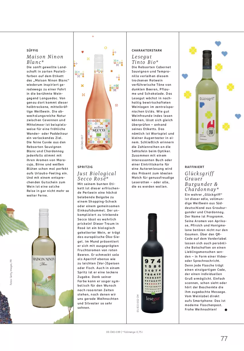 Aktueller Prospekt Rossmann - Prospekte - von 01.12 bis 31.12.2025 - strona 77 - produkty: aperitif, aprikose, auto, beere, beeren, bio, Blüte, buch, burgunder, cabernet, cabernet sauvignon, chardonnay, cuvée, deo, ecco, eis, elle, ente, erde, fisch, flasche, frucht, grauburgunder, gutschein, honig, honigmelone, leine, mais, maracuja, melone, Mode, natur, nuss, pfirsich, pflaume, reis, rotwein, rum, SANTE, saro, sauvignon, sauvignon blanc, schoko, schokolade, smartphone, tempranillo, Ti, weihnachten, wein, Weißwein, wolle