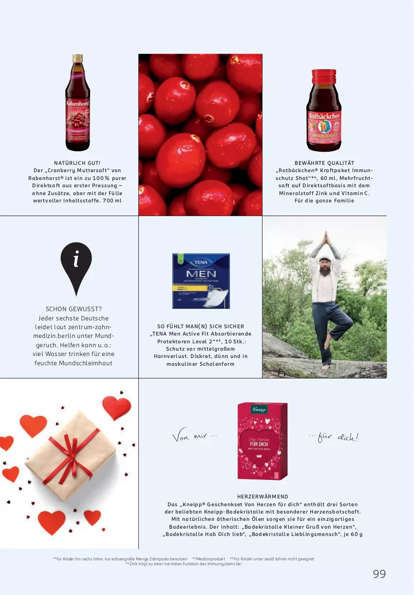 Aktueller Prospekt Rossmann - Prospekte - von 01.12 bis 31.12.2025 - strona 99 - produkty: Bad, Badekristalle, bier, Biere, cranberry, direktsaft, erbsen, frucht, fruchtsaft, geschenkset, Kinder, kneipp, kraft, leine, LG, medizinprodukt, pasta, rum, saft, Schal, Schale, Tena Men, Ti, vita, Vitamin C, wasser, zahnpasta