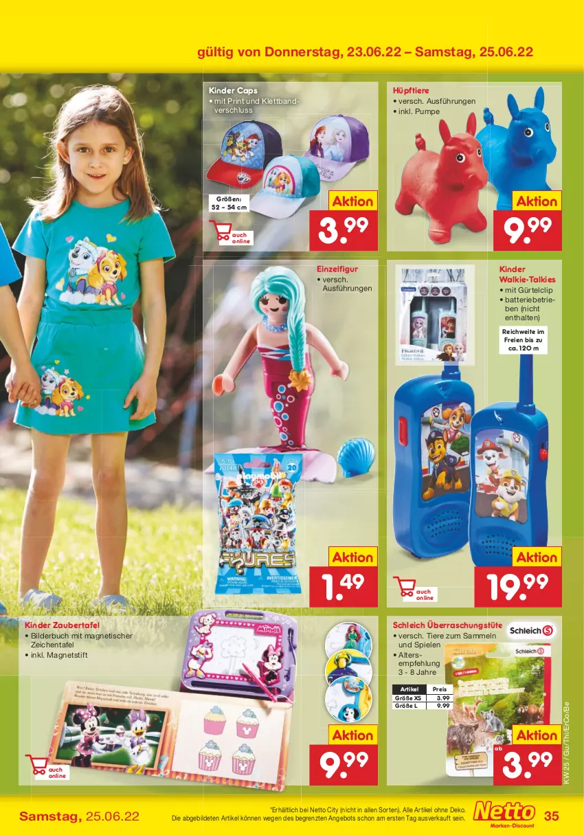 Aktueller Prospekt Netto Marken-Discount - Filial-Angebote - von 20.06 bis 25.06.2022 - strona 35 - produkty: angebot, batterie, buch, Cap, eis, Kinder, Magnets, reis, Schleich, Spiele, Ti, Tiere, tisch, Tüte, Zaubertafel, ZTE