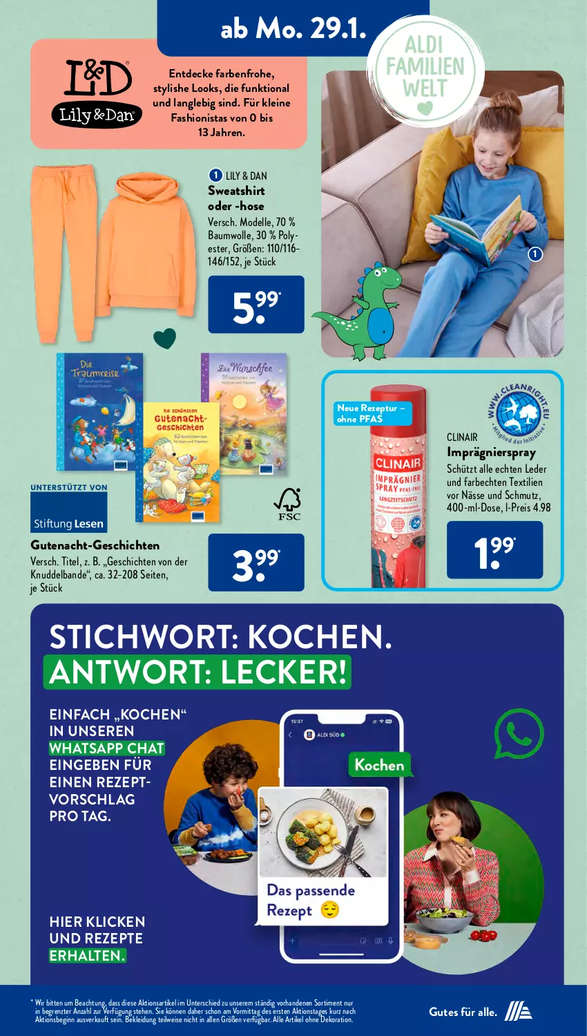 Aktueller Prospekt AldiSud - NÄCHSTE WOCHE - von 29.01 bis 03.02.2024 - strona 13 - produkty: alle artikel ohne dekoration, Bau, baumwolle, Clin, decke, dekoration, dell, eis, elle, gin, hose, kleid, Kleidung, lack, leine, Mode, reis, rezept, rezepte, shirt, Sweatshirt, Ti, wolle, ZTE